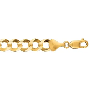 10K 22 inches Yellow Gold 8.20mm Diamond Cut Comfort Curb Chain with Lobster Clasp