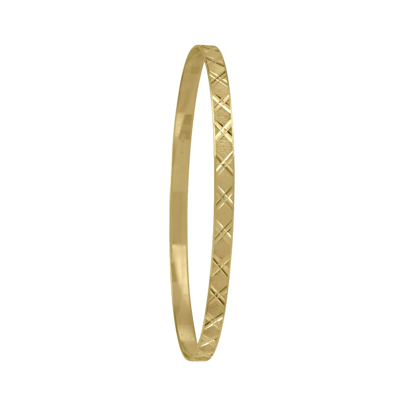 10K Gold (4mm) Diamond Cut Slip On Bangle