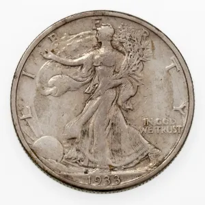1933-S 50C Walking Liberty Half Dollar in XF Condition, Strong Detail