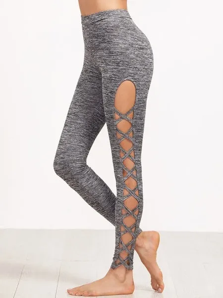 3 Colors Available Womens Cutout Leggings Exercise Running Yoga Sports Fitness Gym Pants