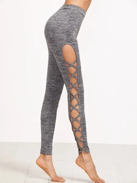 3 Colors Available Womens Cutout Leggings Exercise Running Yoga Sports Fitness Gym Pants