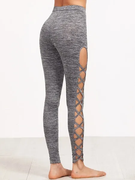 3 Colors Available Womens Cutout Leggings Exercise Running Yoga Sports Fitness Gym Pants