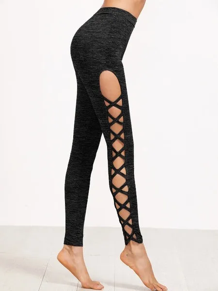 3 Colors Available Womens Cutout Leggings Exercise Running Yoga Sports Fitness Gym Pants