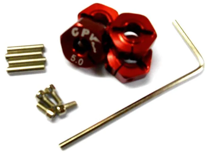 57805R 1/10 Scale RC Car M12 12mm Alloy Wheel Locking Hubs Adapter Nut Red 5mm