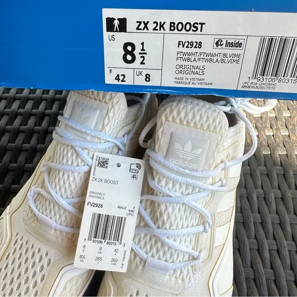 Adidas originals ZX 2K Boost White Textile Men‘s Shoes Size US8.5 EU42 FV2928