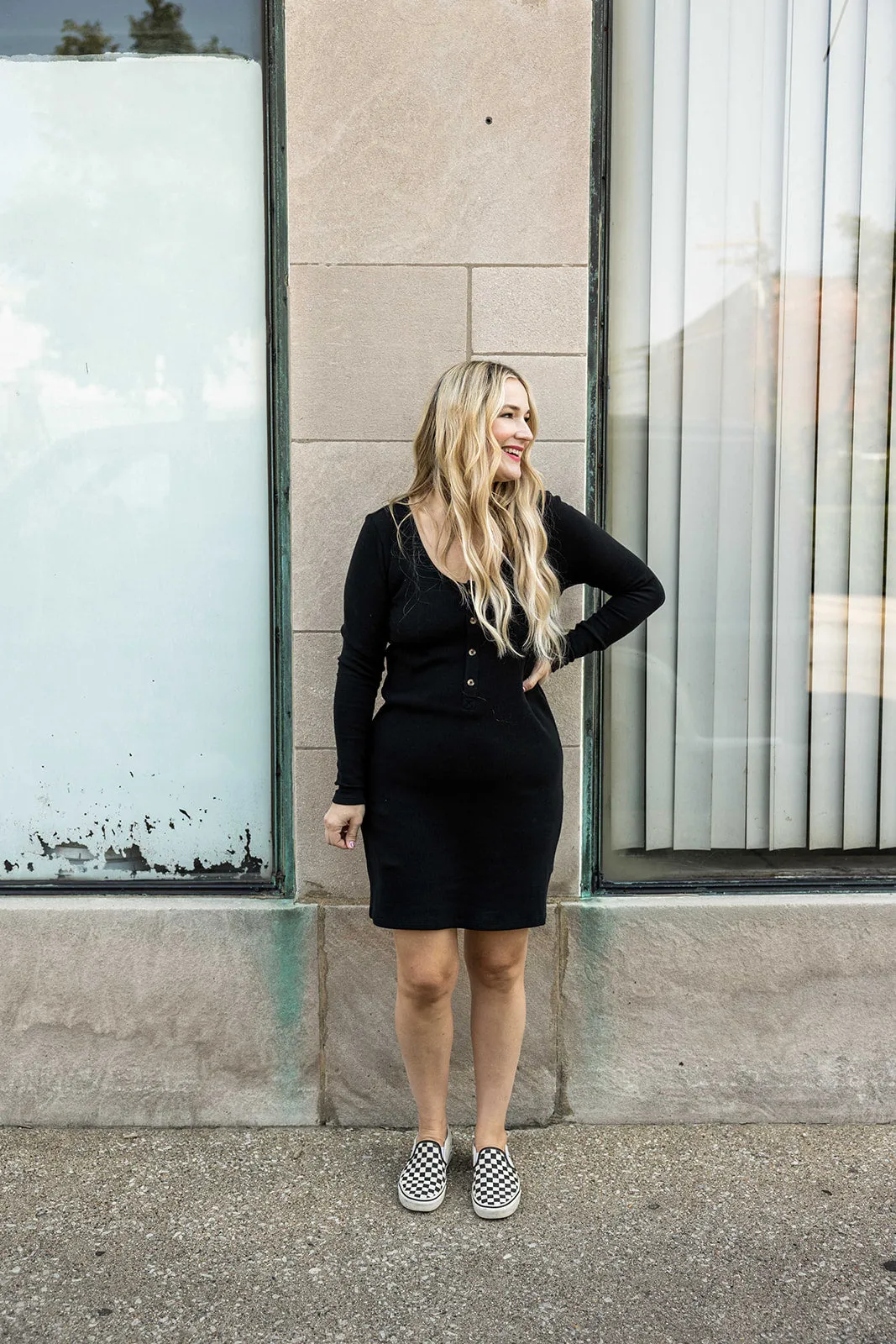 aminah dress in washed black