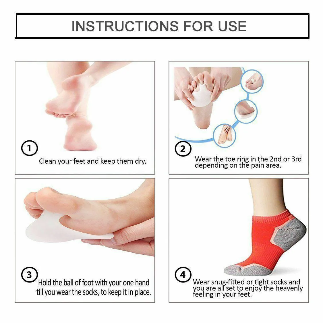Anti Slip Forefoot Shoe Insole - 1/2 Pack