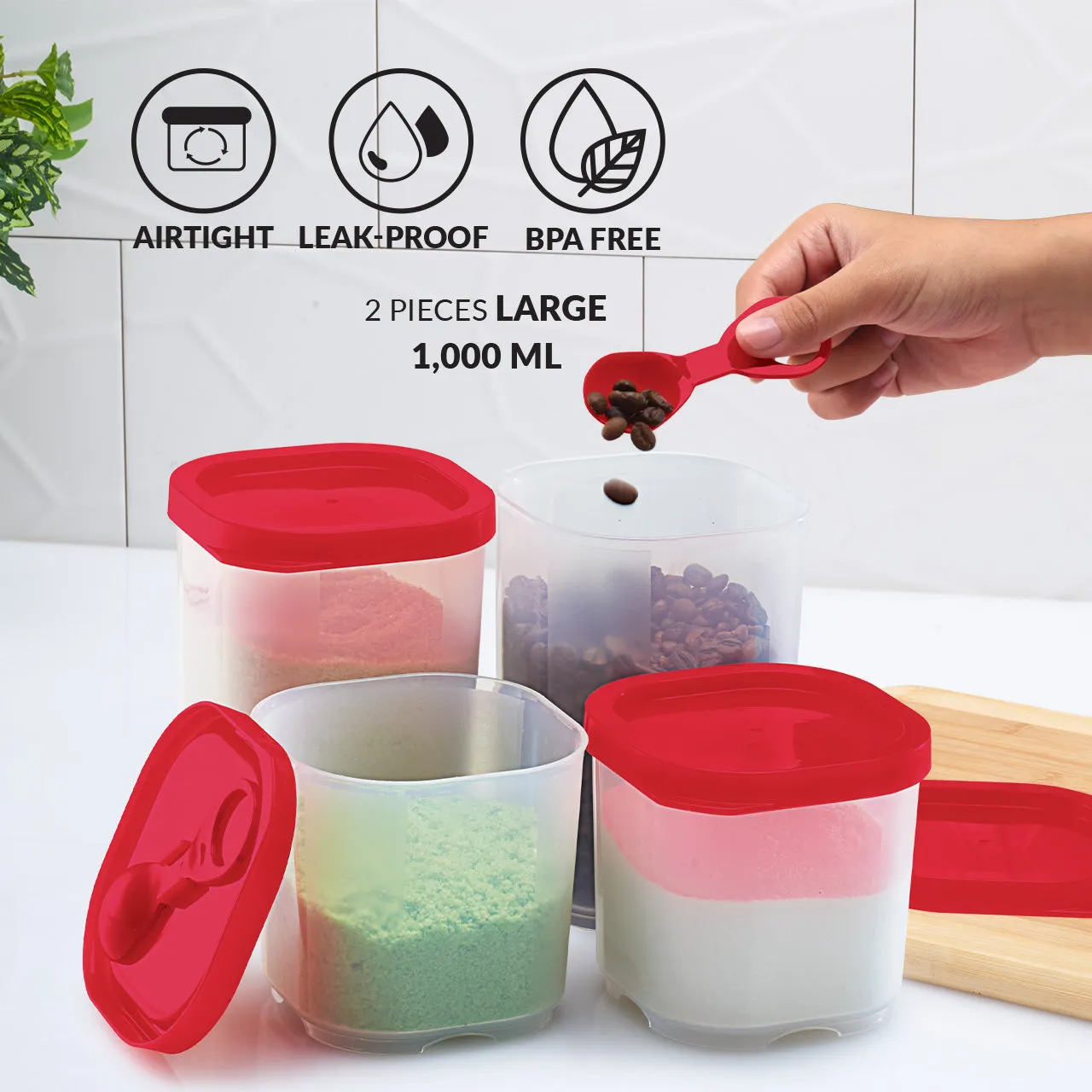 Avon Red 4pc Modular Food Organizer with 4pc Spoon
