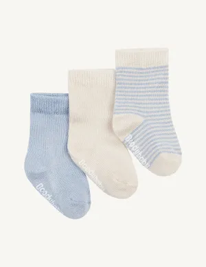 Baby Socks, 3 Pack - Chalk/Sky