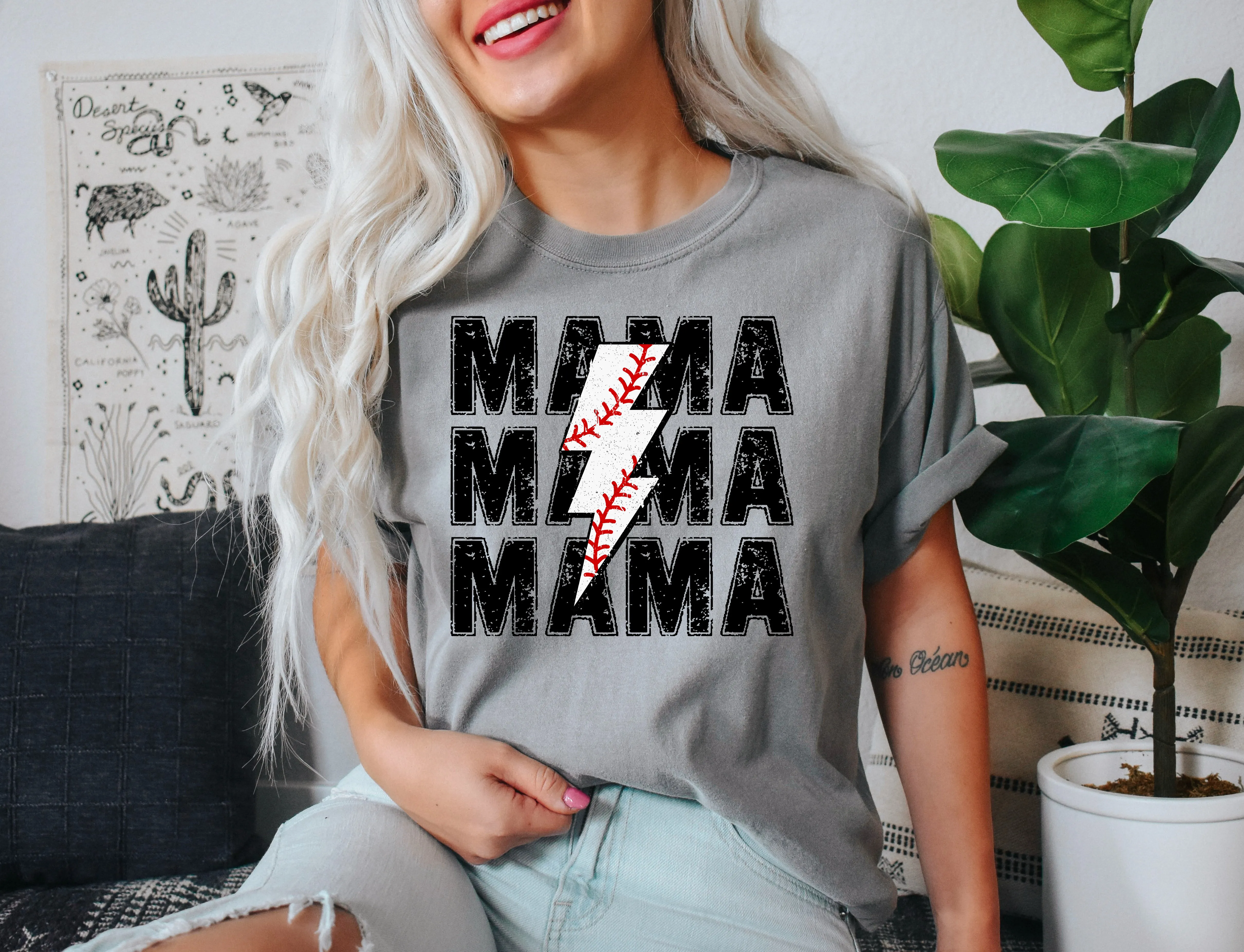 Baseball Mama Bolt - Comfort Colors Adult Tee