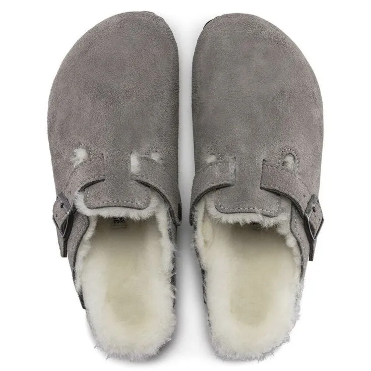 BIRKENSTOCK- BOSTON SHEARLING SUEDE LEATHER CLOG