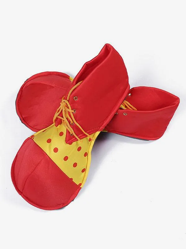 Carnival Clown Shoes Red Funny Costume Accessories Two Tone Polka Dot