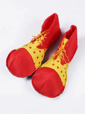 Carnival Clown Shoes Red Funny Costume Accessories Two Tone Polka Dot