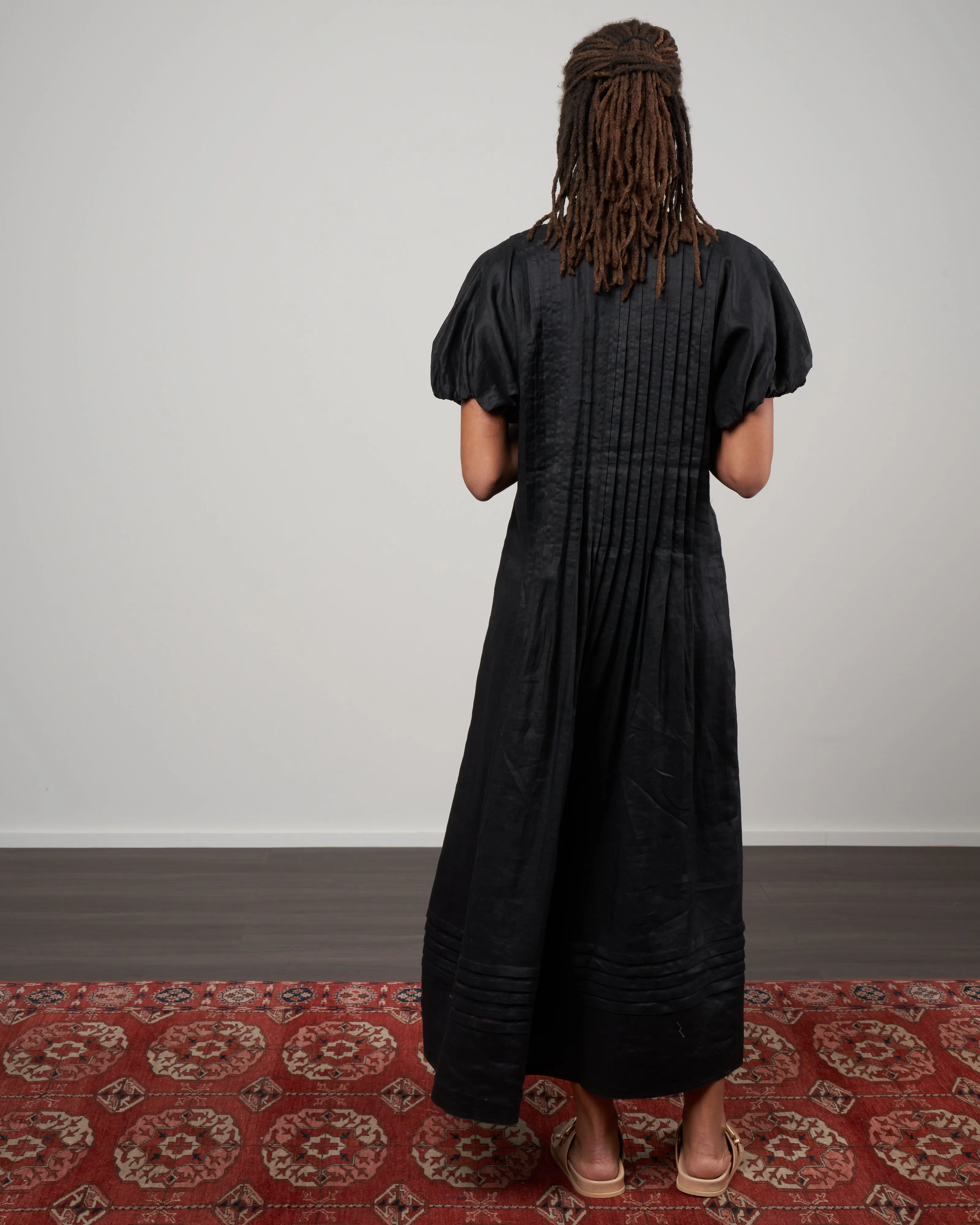 charlotte tucked dress - black