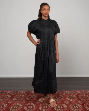charlotte tucked dress - black