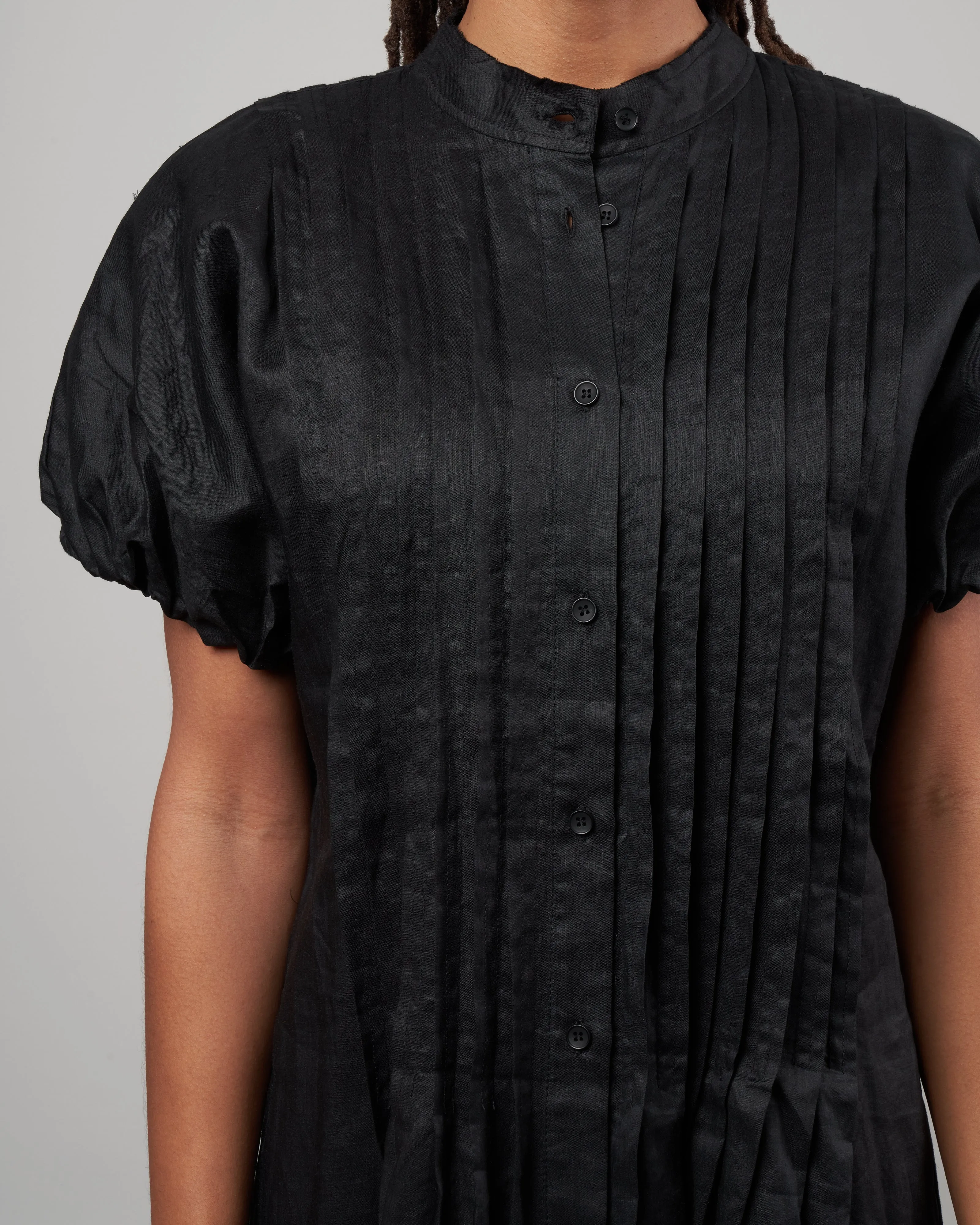 charlotte tucked dress - black
