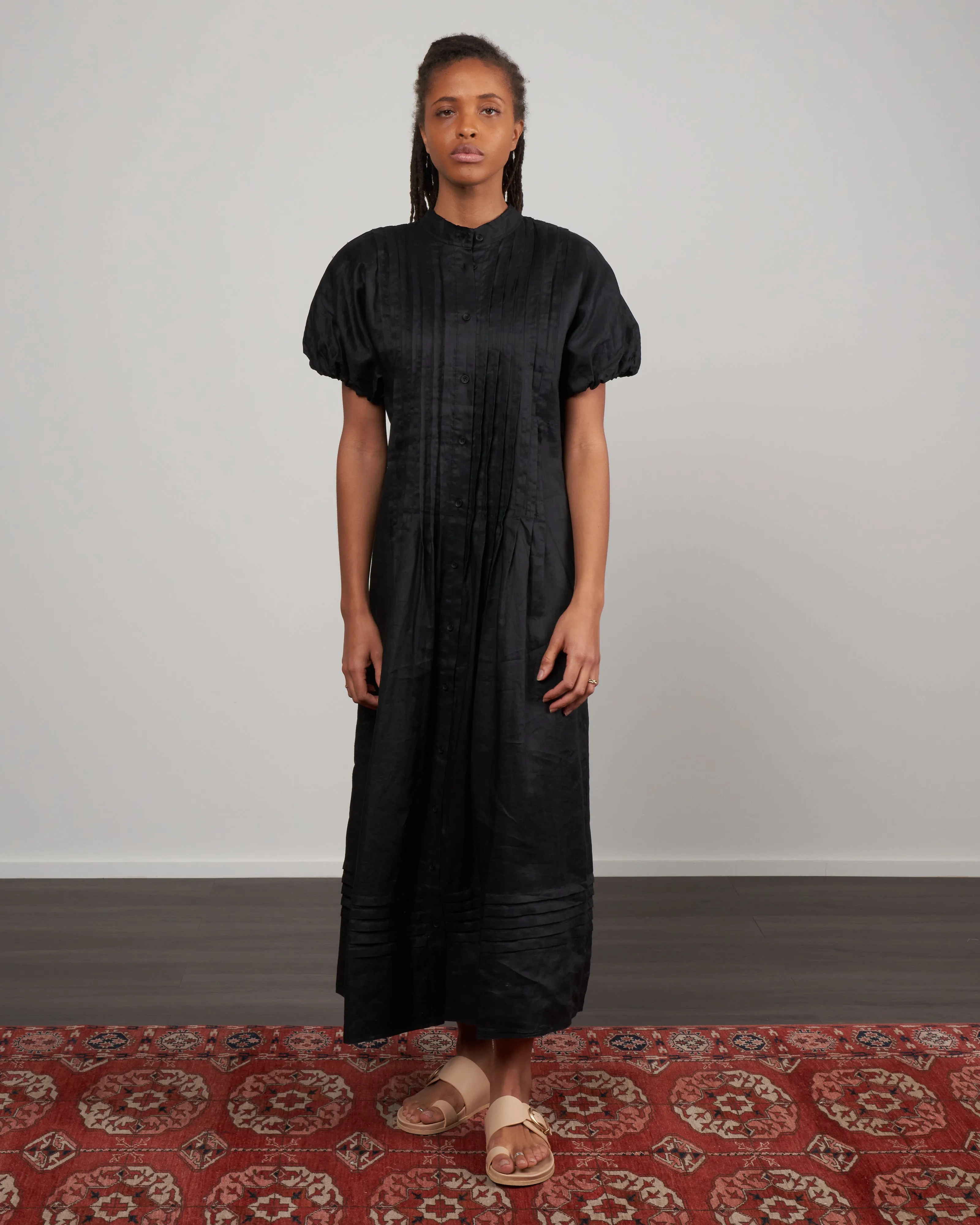 charlotte tucked dress - black