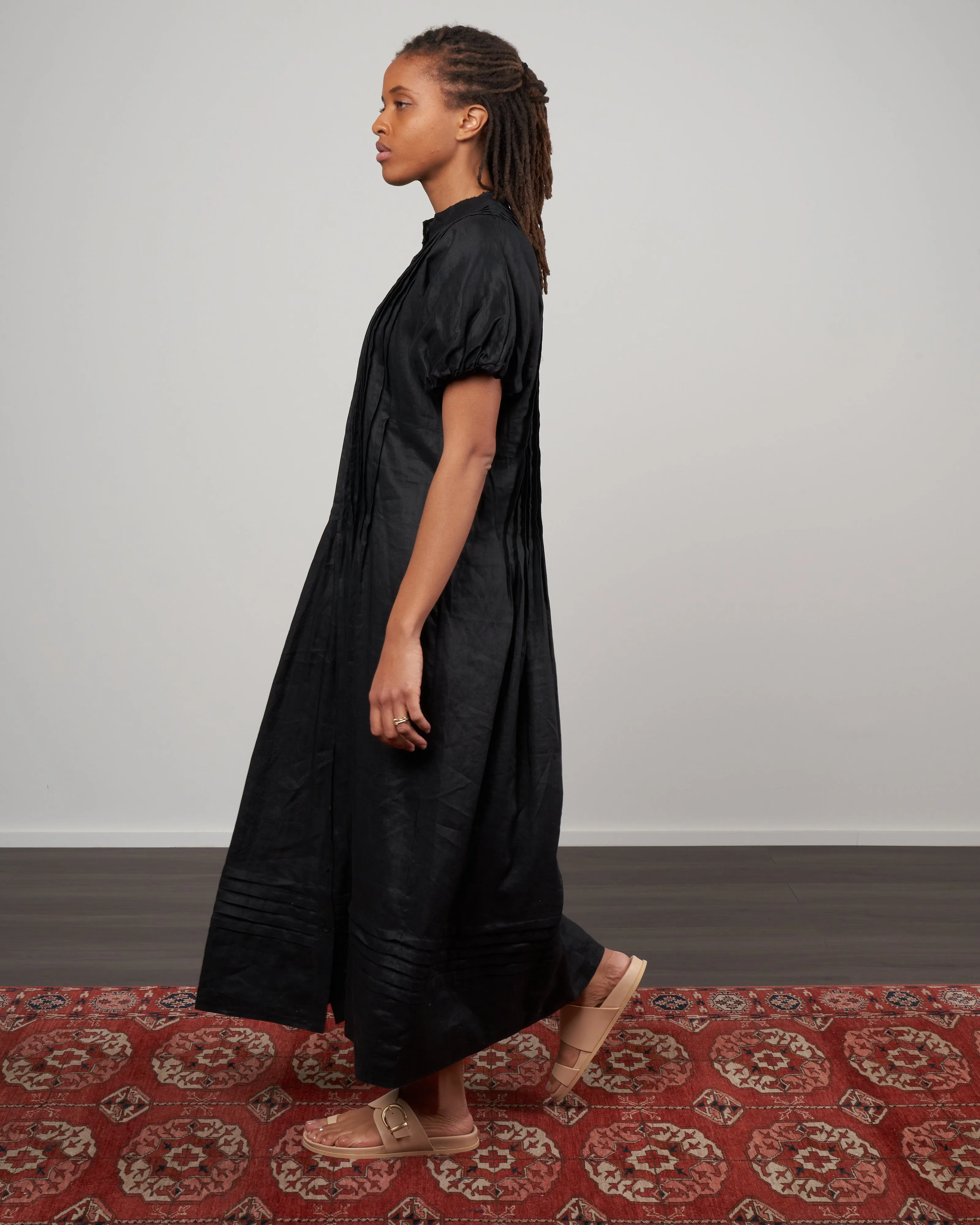 charlotte tucked dress - black