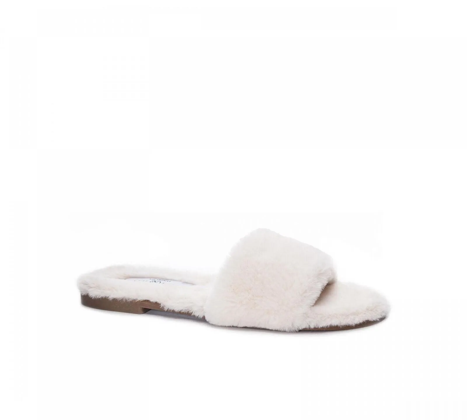 Chinese Laundry Womens Mulholland Fuzzy Flat Sandals Cream 7