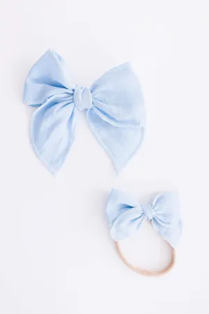 Classic Hair Bow - Bluebird