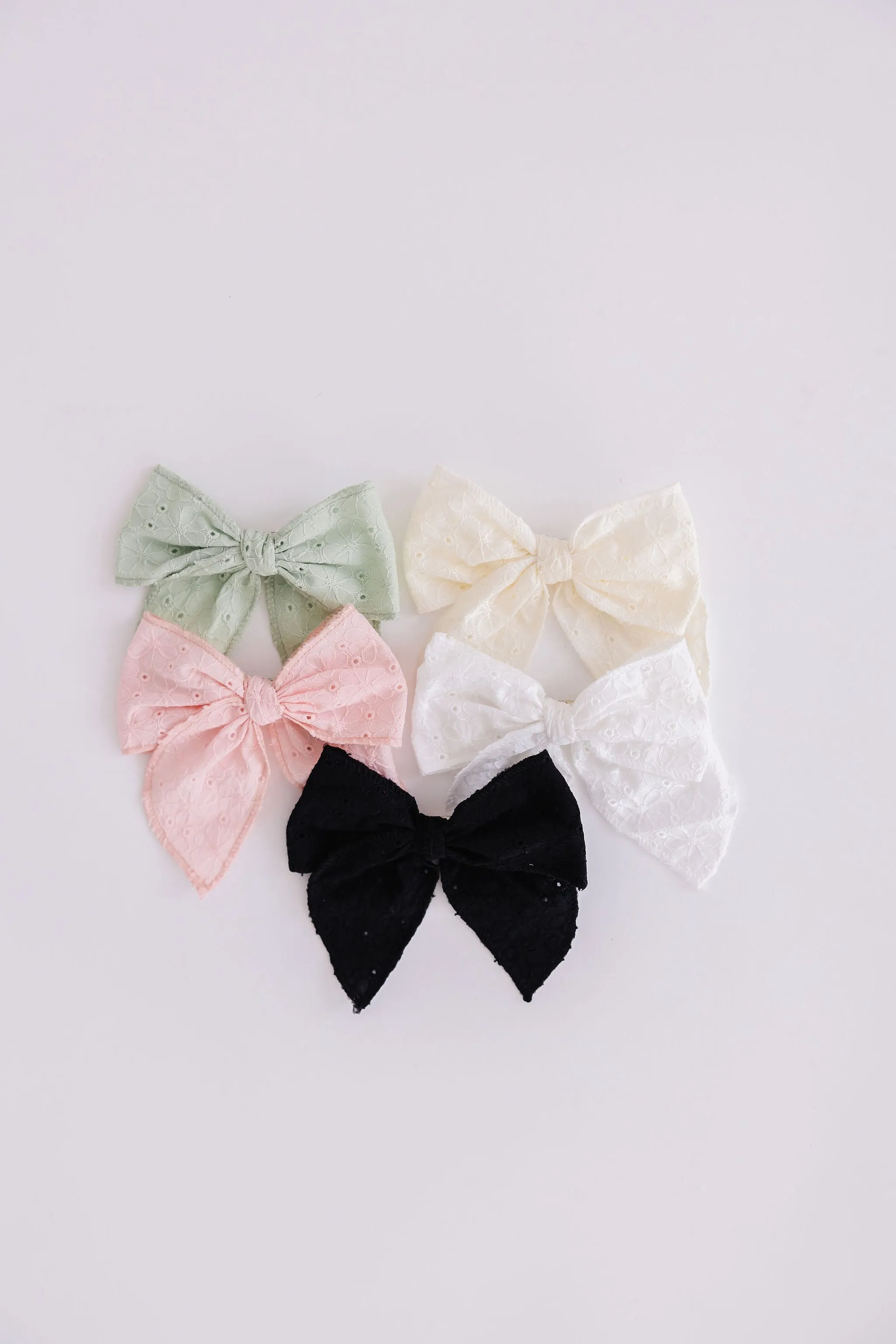 Classic Hair Bow - White Eyelet