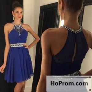 Classy Halter Chiffon Short Prom Dresses Homecoming Dresses