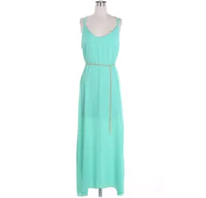 Coral Maxi Dress with Lace and Golden Chain