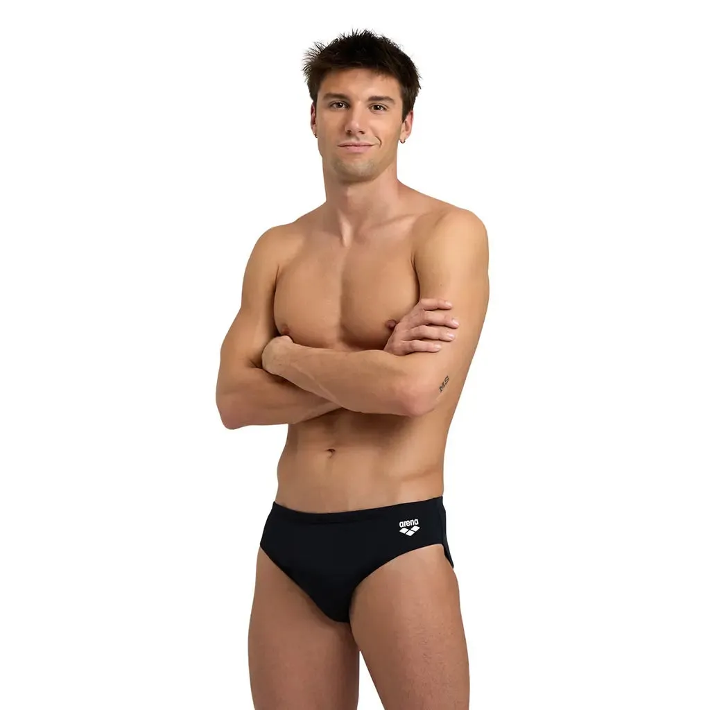 COSTUME ARENA UOMO SLIP NUOTO PISCINA NERO BIG LOGO BRIEF