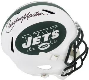 Curtis Martin Signed Jets White Riddell Full Size Speed Rep Helmet -SCHWARTZ COA