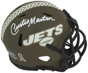 Curtis Martin Signed New York Jets SALUTE Riddell Speed Mini Helmet - (SS COA)