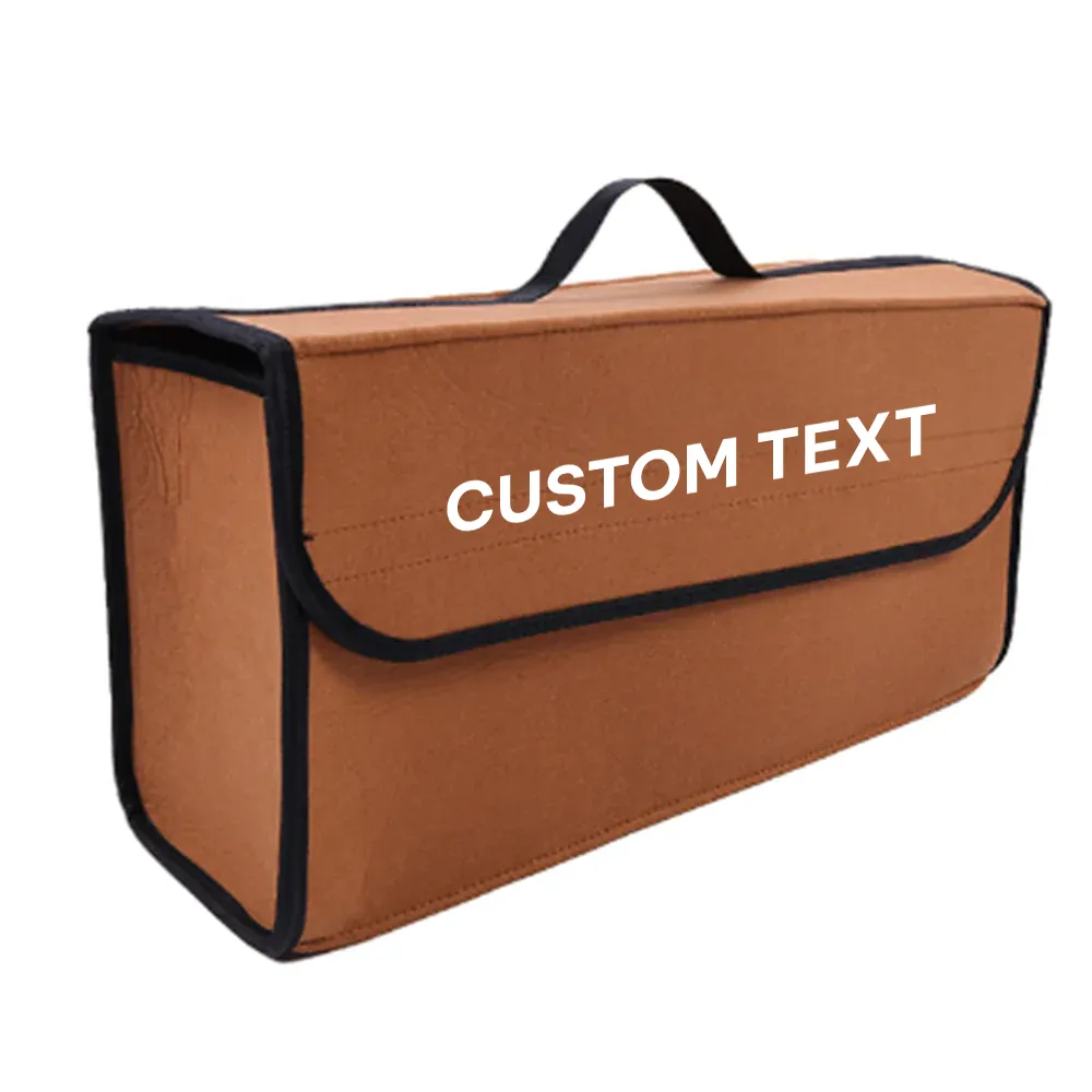 Custom Text For Soft Felt Car Bag Organizer, Compatible with All Cars, Folding Car Storage Box Non Slip Fireproof Car Trunk Organizer RL12990