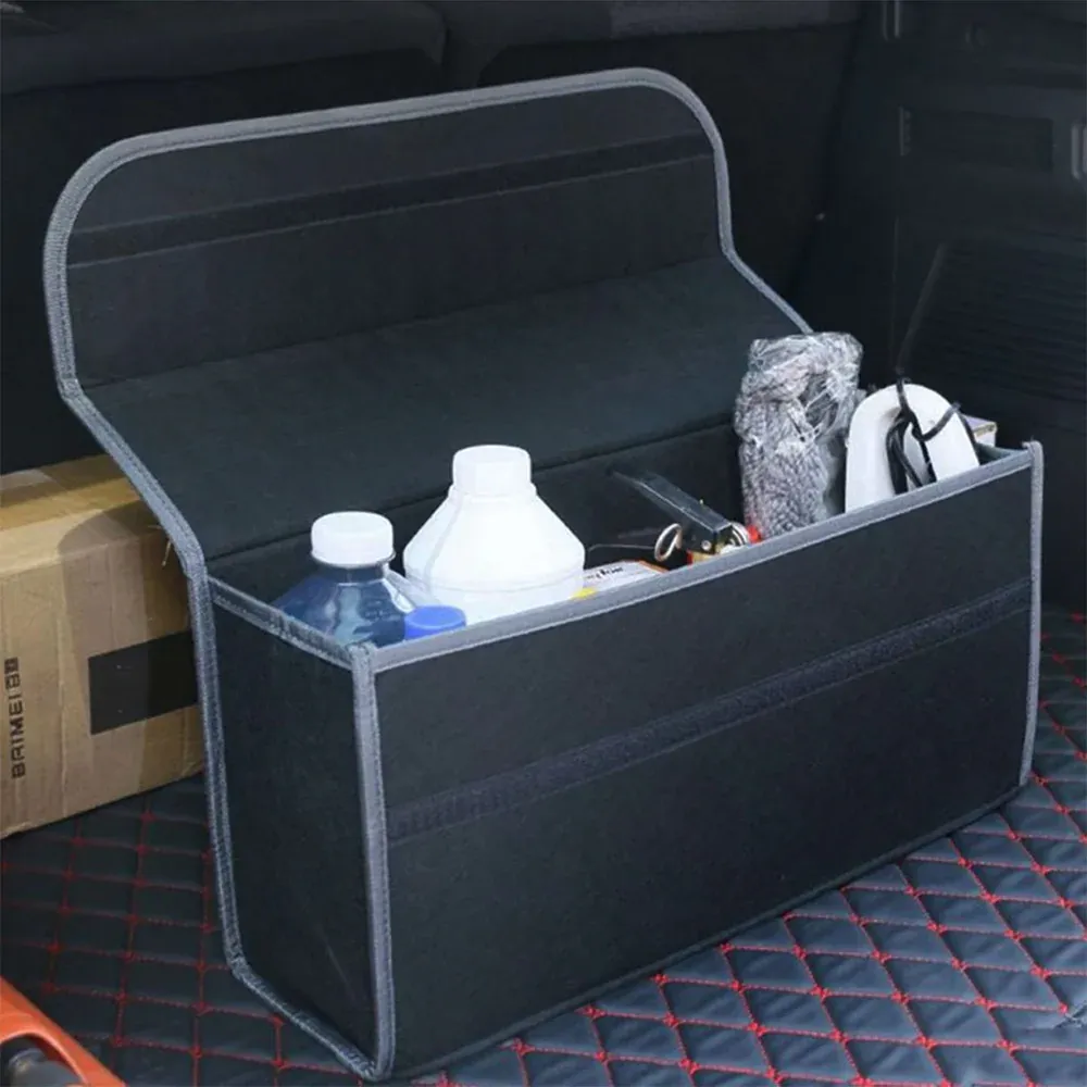 Custom Text For Soft Felt Car Bag Organizer, Compatible with All Cars, Folding Car Storage Box Non Slip Fireproof Car Trunk Organizer RL12990
