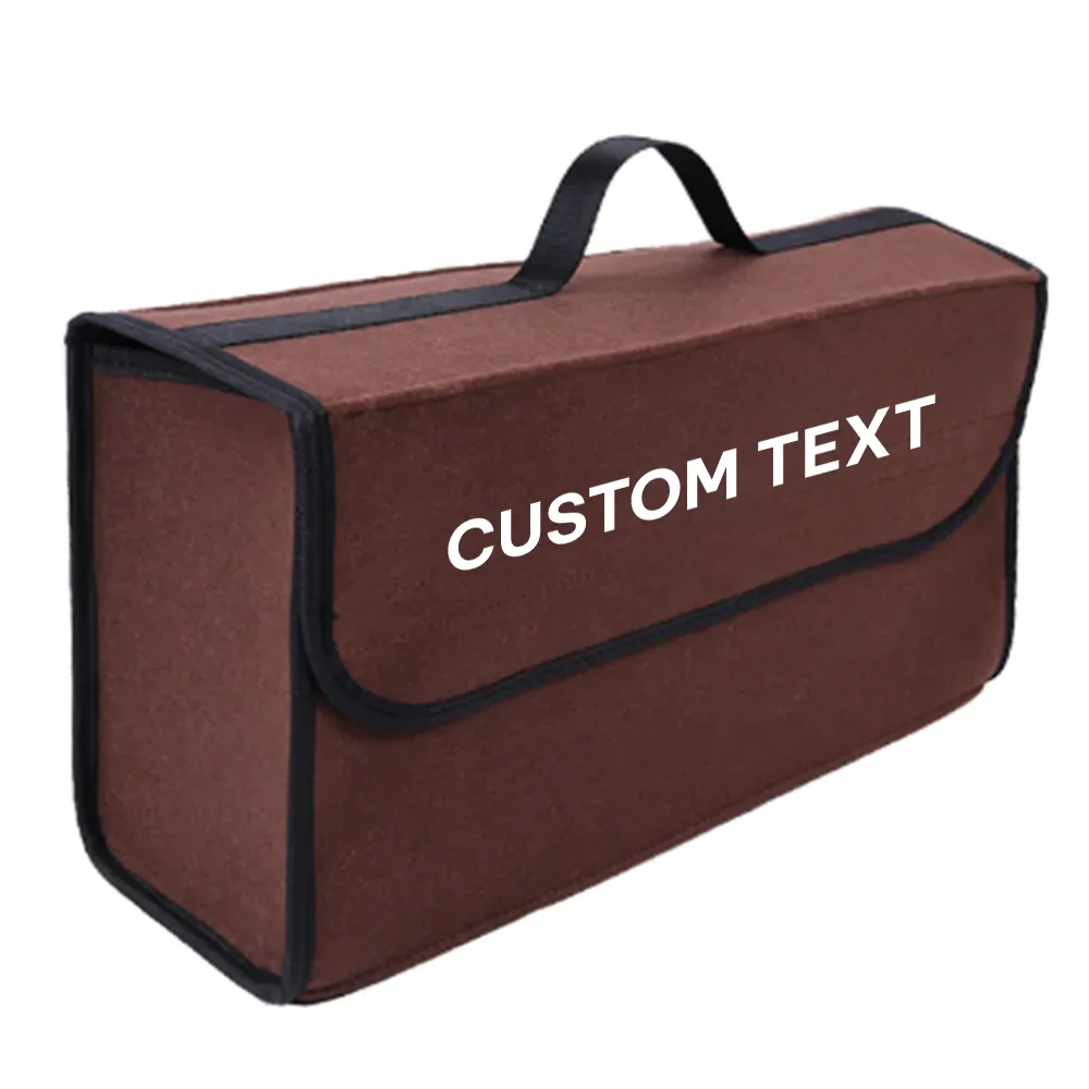Custom Text For Soft Felt Car Bag Organizer, Compatible with All Cars, Folding Car Storage Box Non Slip Fireproof Car Trunk Organizer RL12990