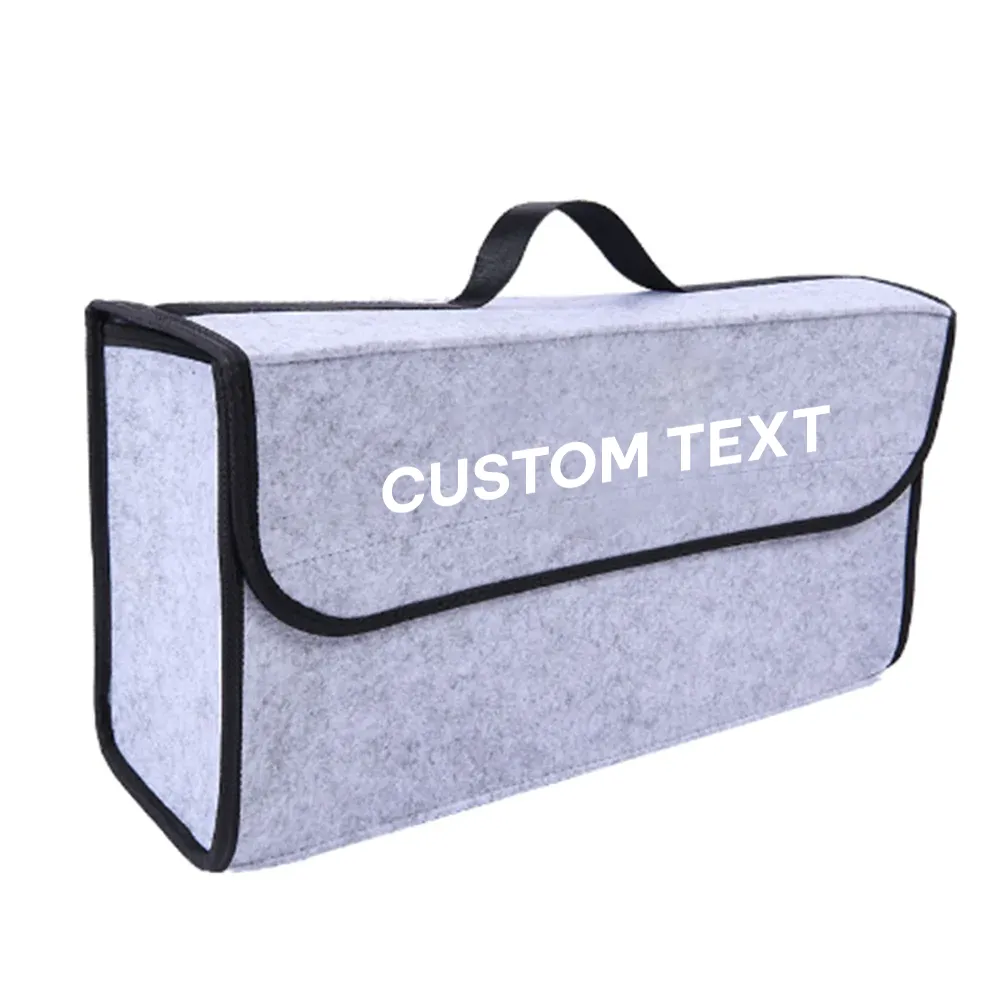 Custom Text For Soft Felt Car Bag Organizer, Compatible with All Cars, Folding Car Storage Box Non Slip Fireproof Car Trunk Organizer RL12990
