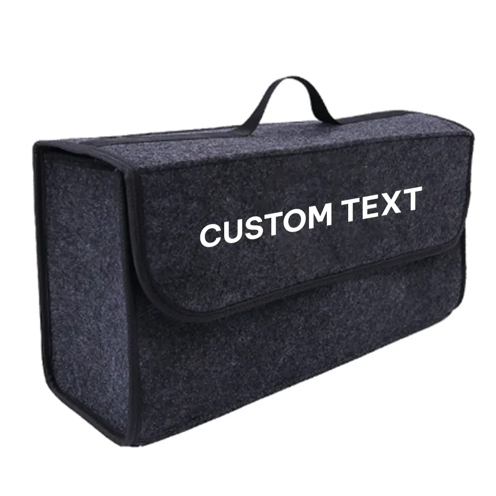 Custom Text For Soft Felt Car Bag Organizer, Compatible with All Cars, Folding Car Storage Box Non Slip Fireproof Car Trunk Organizer RL12990
