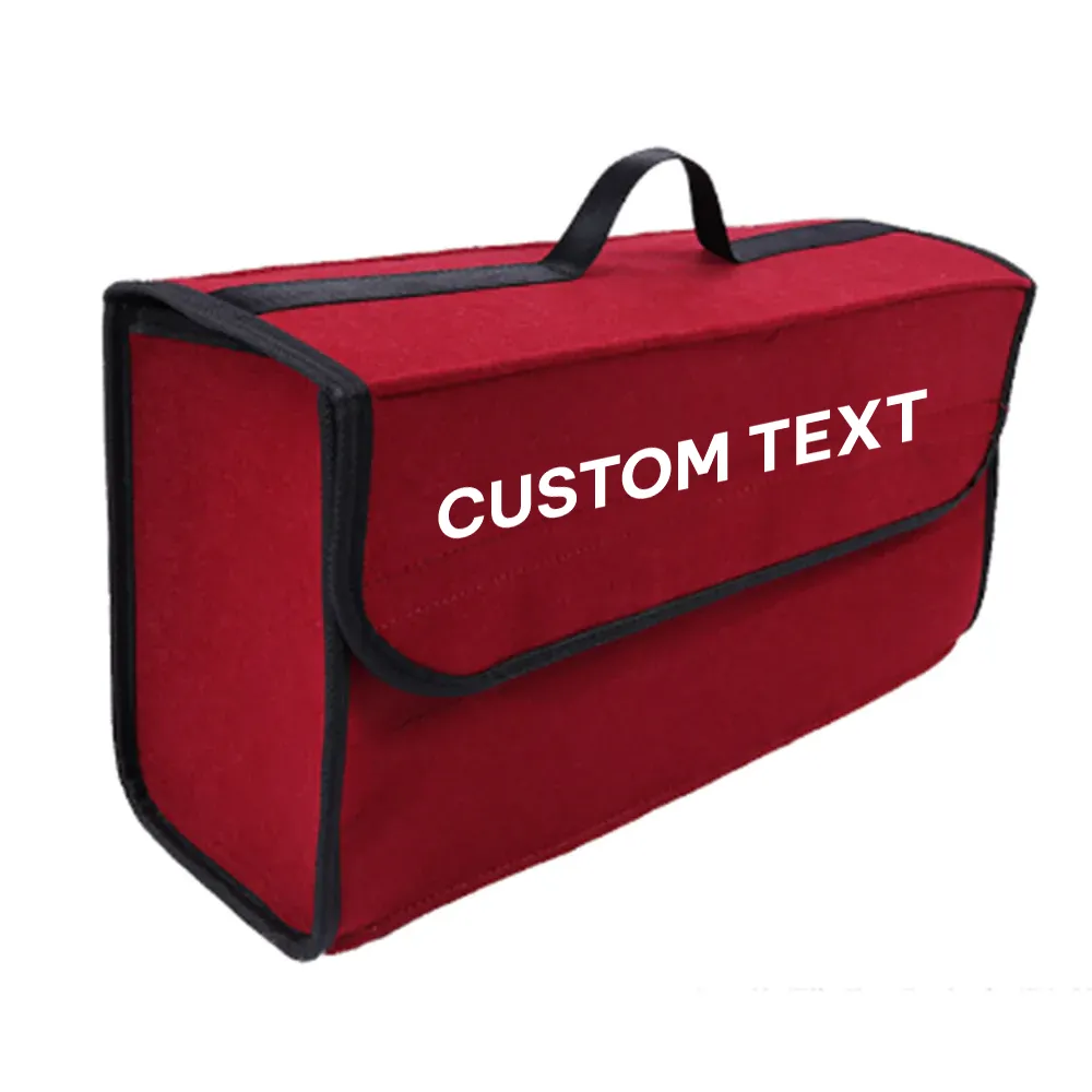 Custom Text For Soft Felt Car Bag Organizer, Compatible with All Cars, Folding Car Storage Box Non Slip Fireproof Car Trunk Organizer RL12990