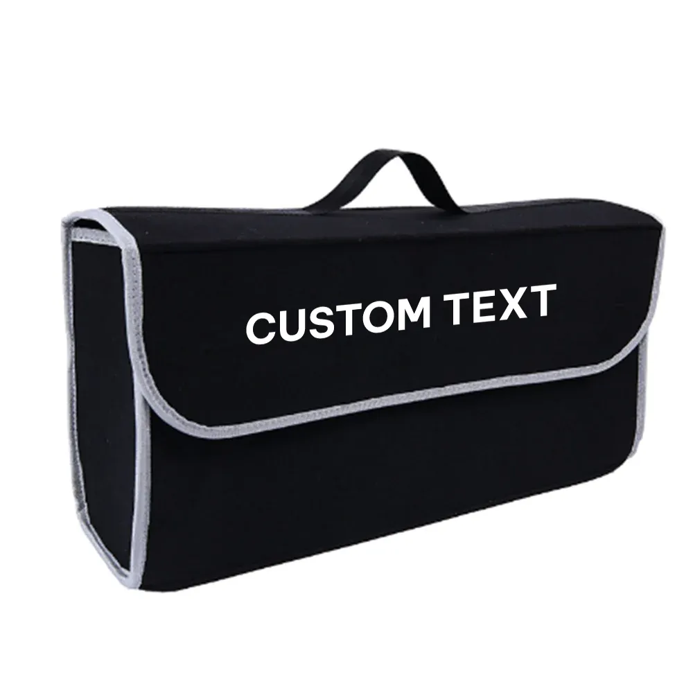 Custom Text For Soft Felt Car Bag Organizer, Compatible with All Cars, Folding Car Storage Box Non Slip Fireproof Car Trunk Organizer RL12990