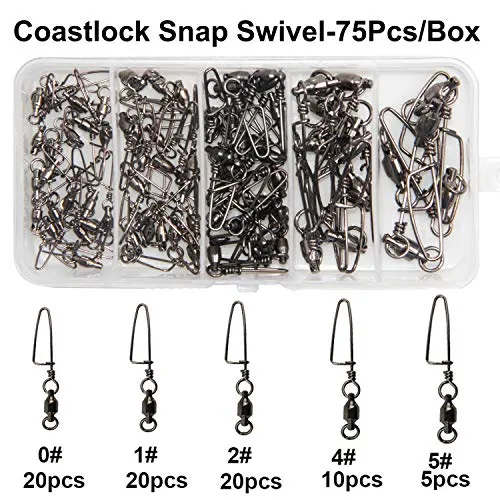 Easy Catch 30 Pack 9# High-Strength Fishing Ball Bearing Swivel with Coastlock Snap, Strong Welded Ring