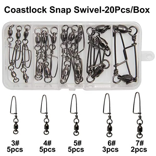 Easy Catch 30 Pack 9# High-Strength Fishing Ball Bearing Swivel with Coastlock Snap, Strong Welded Ring