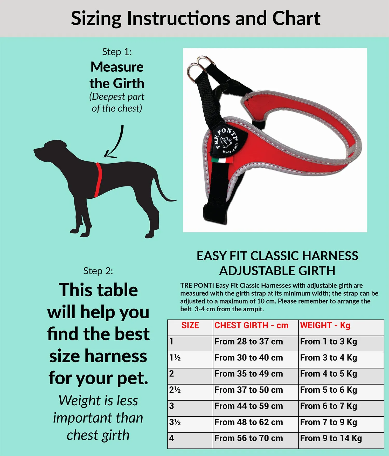 Easy Fit Red Harness with Adjustable Girth