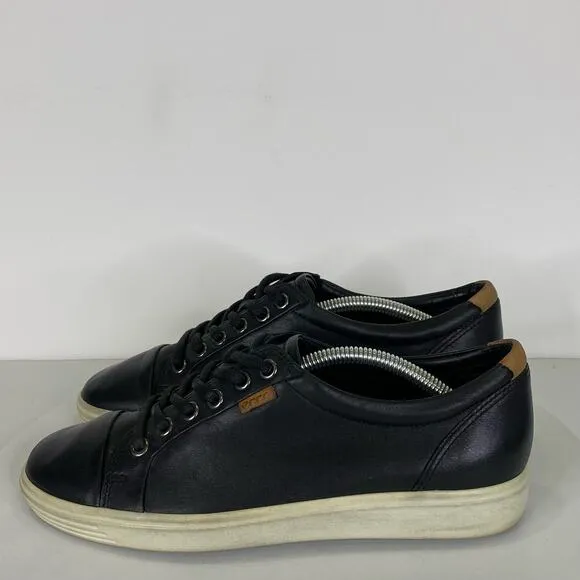ECCO Soft 7 Women’s Size 7 Black Nubuck Leather Lace Up Sneaker EU Sz 38