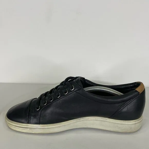 ECCO Soft 7 Women’s Size 7 Black Nubuck Leather Lace Up Sneaker EU Sz 38