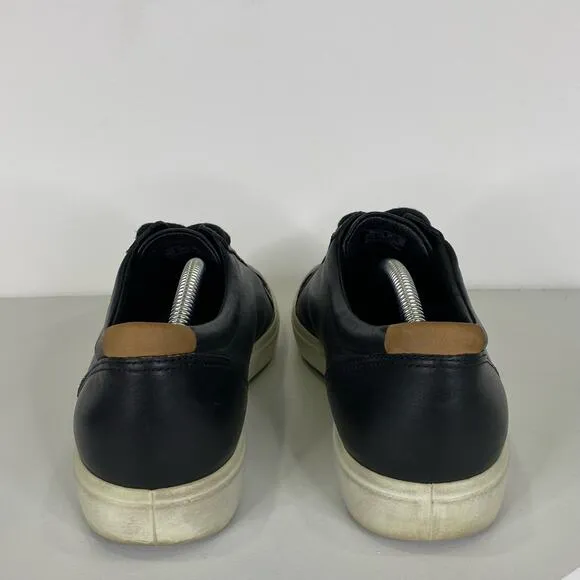 ECCO Soft 7 Women’s Size 7 Black Nubuck Leather Lace Up Sneaker EU Sz 38