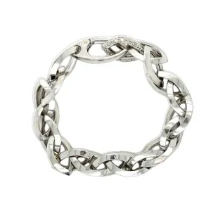 Estate Marquise Link Bracelet with Diamonds in 14K White Gold