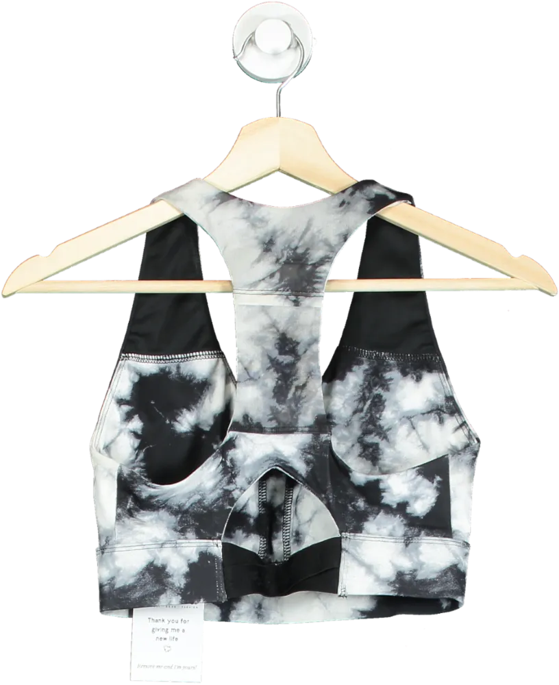 Fabletics Black and White Tie-Dye Sports Bra UK XS