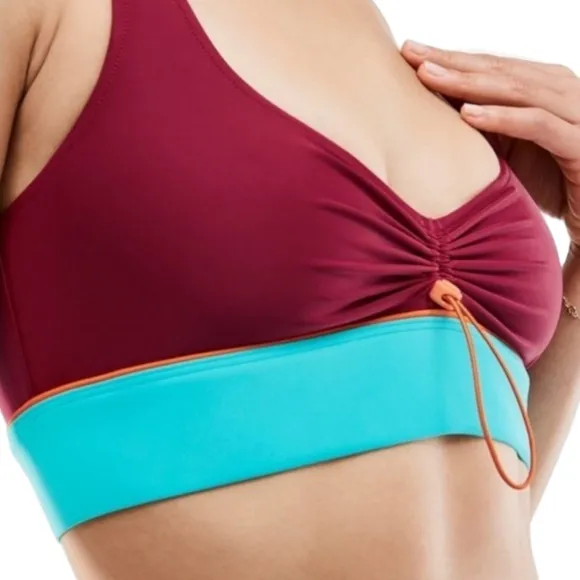Fabletics Fiona Low Impact Sports Bra Color Block Swim Top Size XXL Top Only