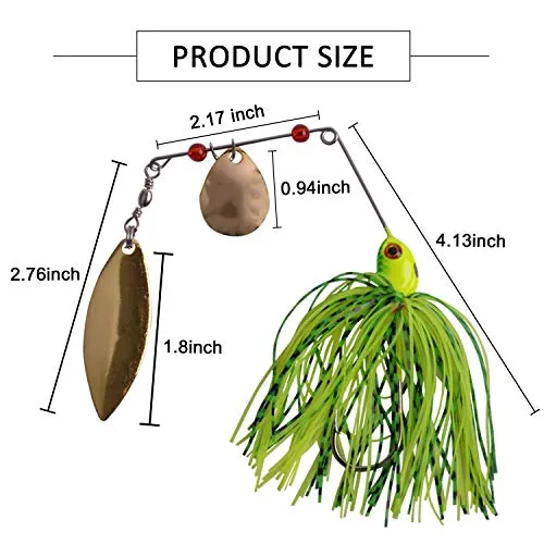 Fishing Spinner Baits Kit - Hard Spinner Lures Multicolor Buzzbait Swimbaits Pike Bass Jig 0.64oz (6pcs Spinner Baits)
