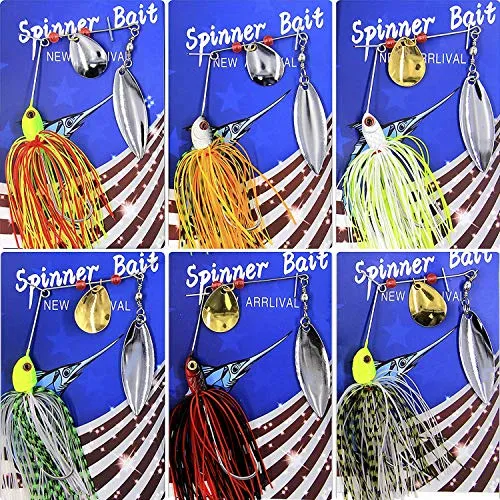 Fishing Spinner Baits Kit - Hard Spinner Lures Multicolor Buzzbait Swimbaits Pike Bass Jig 0.64oz (6pcs Spinner Baits)