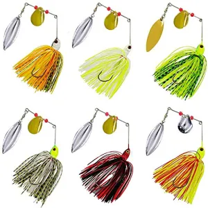 Fishing Spinner Baits Kit - Hard Spinner Lures Multicolor Buzzbait Swimbaits Pike Bass Jig 0.64oz (6pcs Spinner Baits)