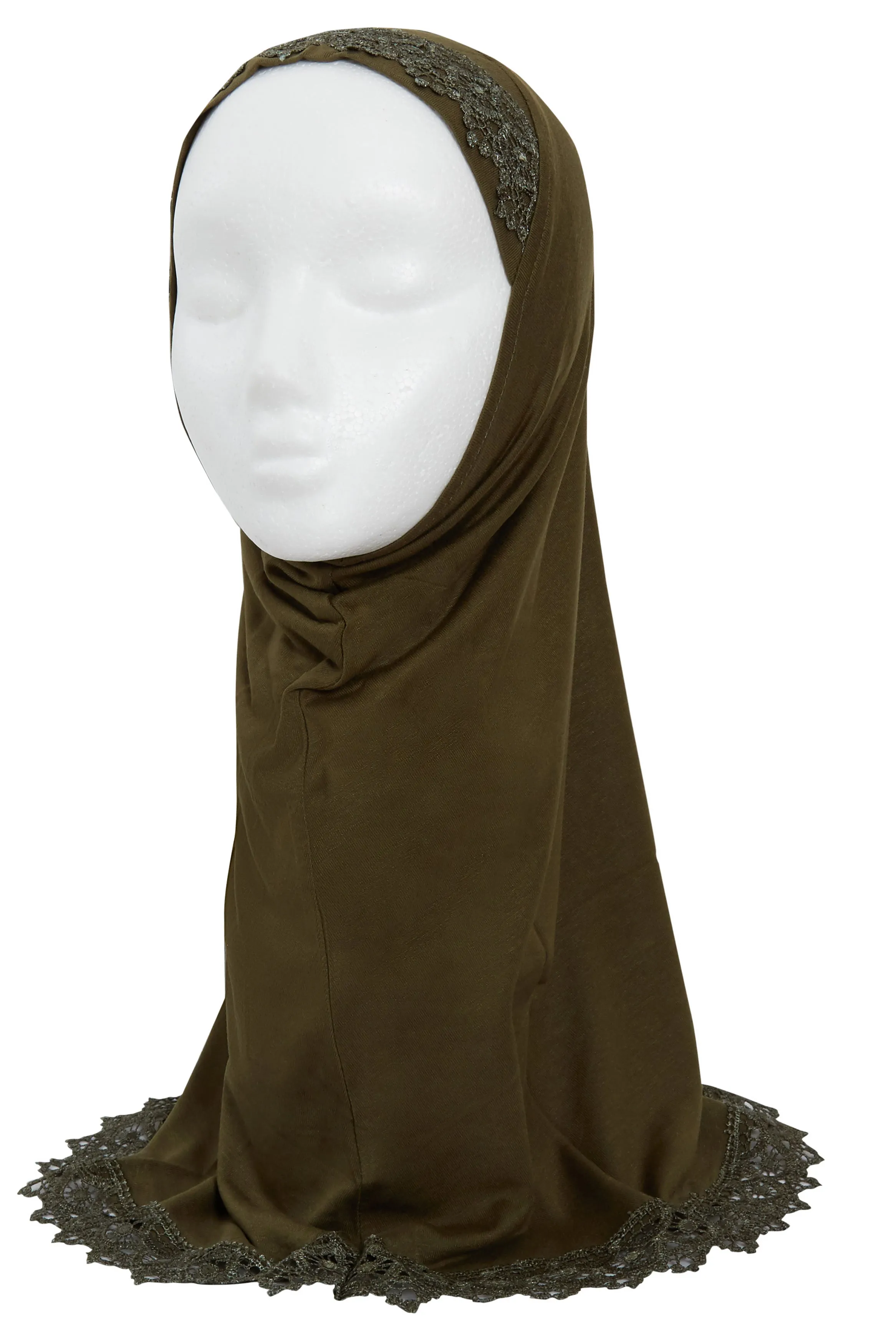 Girls Khaki Lace Hijab